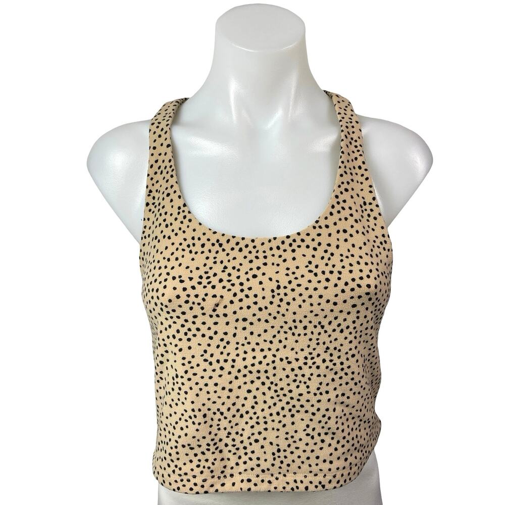 Abercrombie & Fitch Tan Black Animal Print Racerback Cropped Tank Top Size M